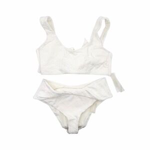 Devon Windsor Scarlett Top Elsa Bottom Bikini Set White Zebra Textured Small NWT